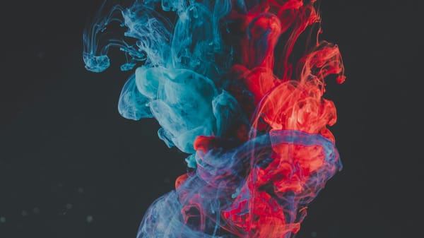 blue and red smoke illustration
